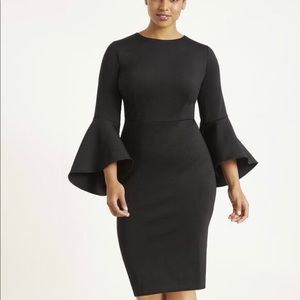 NWT ELOQUII size 22 Black Flare Sleeve Scuba Dress